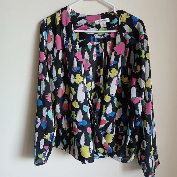 LIZ CLAIBORNE Faux Wrap Blouse Multicolor Size XL - Picture 2 of 11